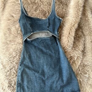 Zara Blue Denim Mini Dress with Cutout